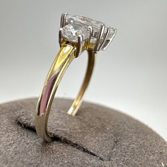 Sterling Silver 925 Cubic Zirconia Three Stone Prong Set Statement Ring Size 7 - Picture 7 of 15